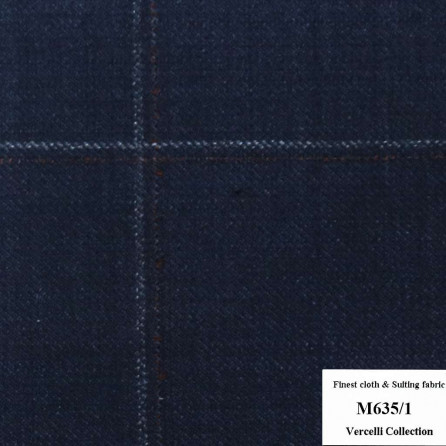 M635/1 Vercelli CXM - Vải Suit 95% Wool - Xanh Dương Caro